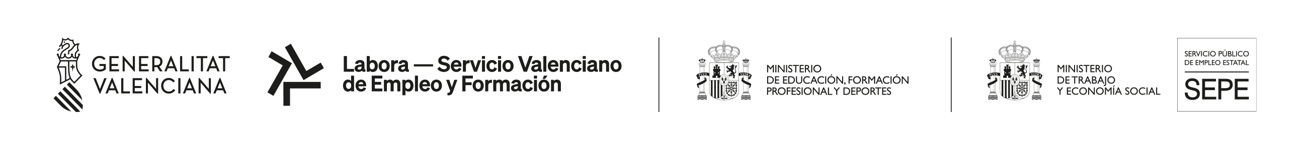 Link Formación gratuita subvencionada por Generalitat Valenciana, Labora, Ministerio de Educación y Ministerio de Trabajo SEPE