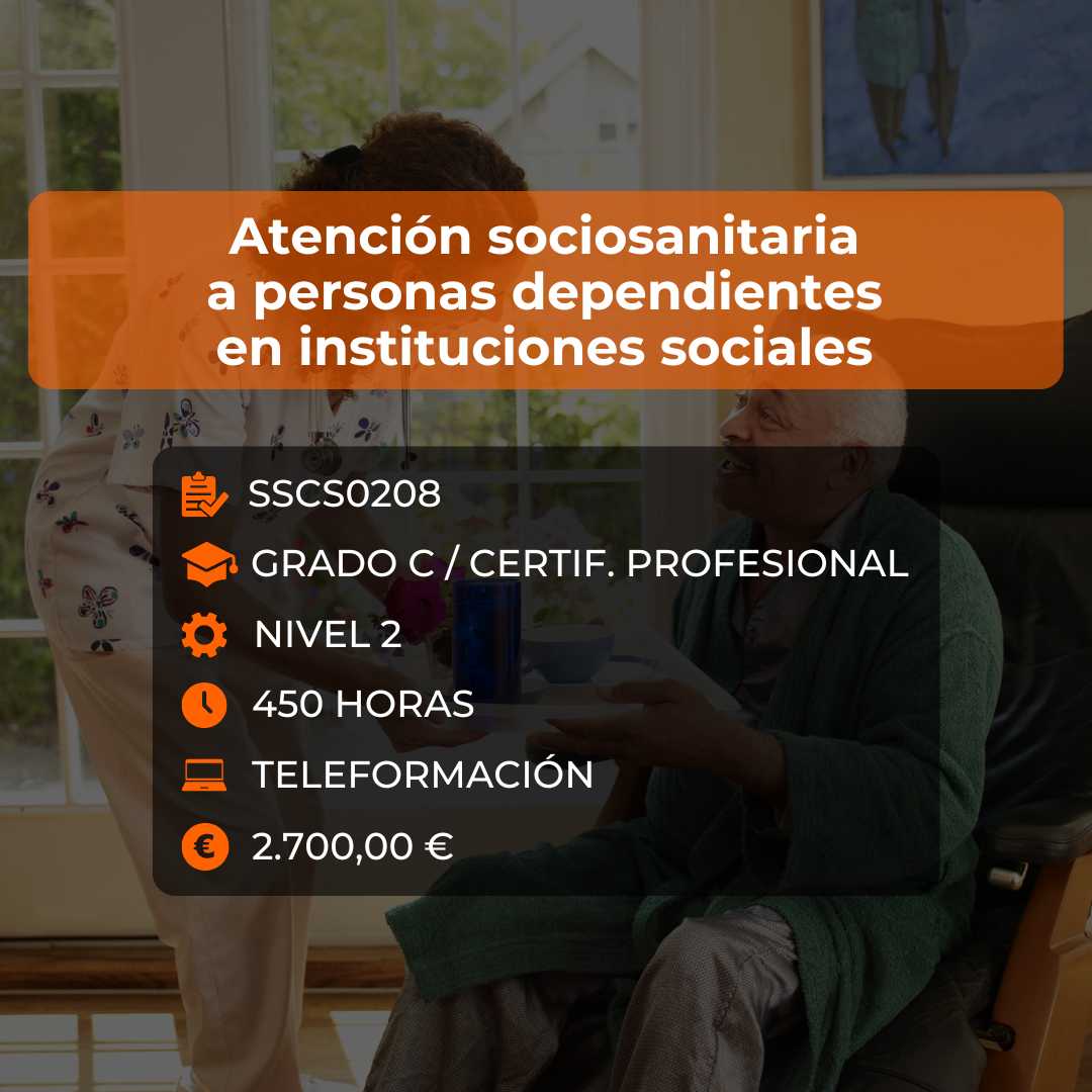 Curso de Atención sociosanitaria a personas dependientes en instituciones sociales - Link Formación