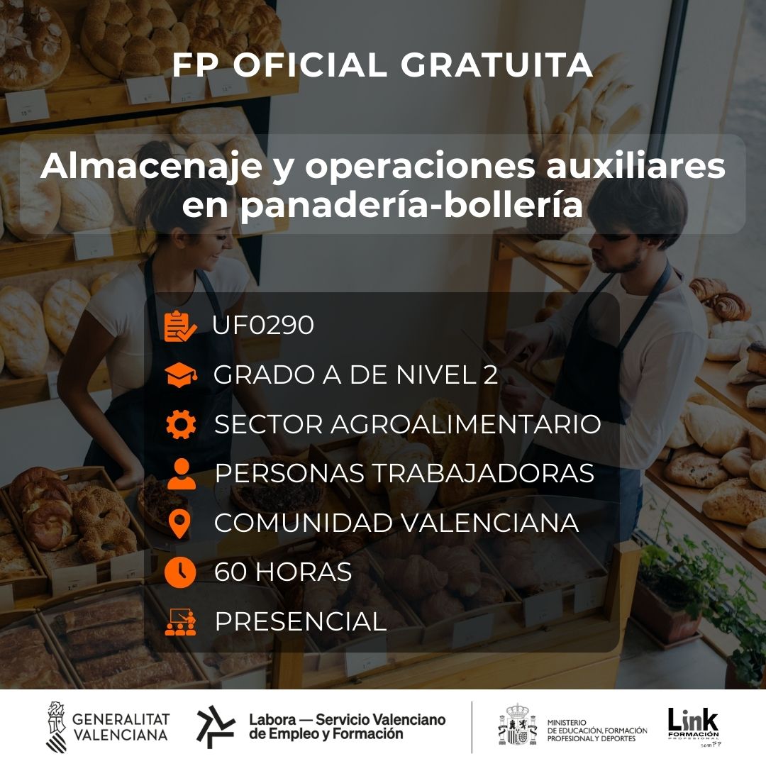 Curso de Almacenaje y operaciones auxiliares en panadería-bollería para trabajadores - Link Formación