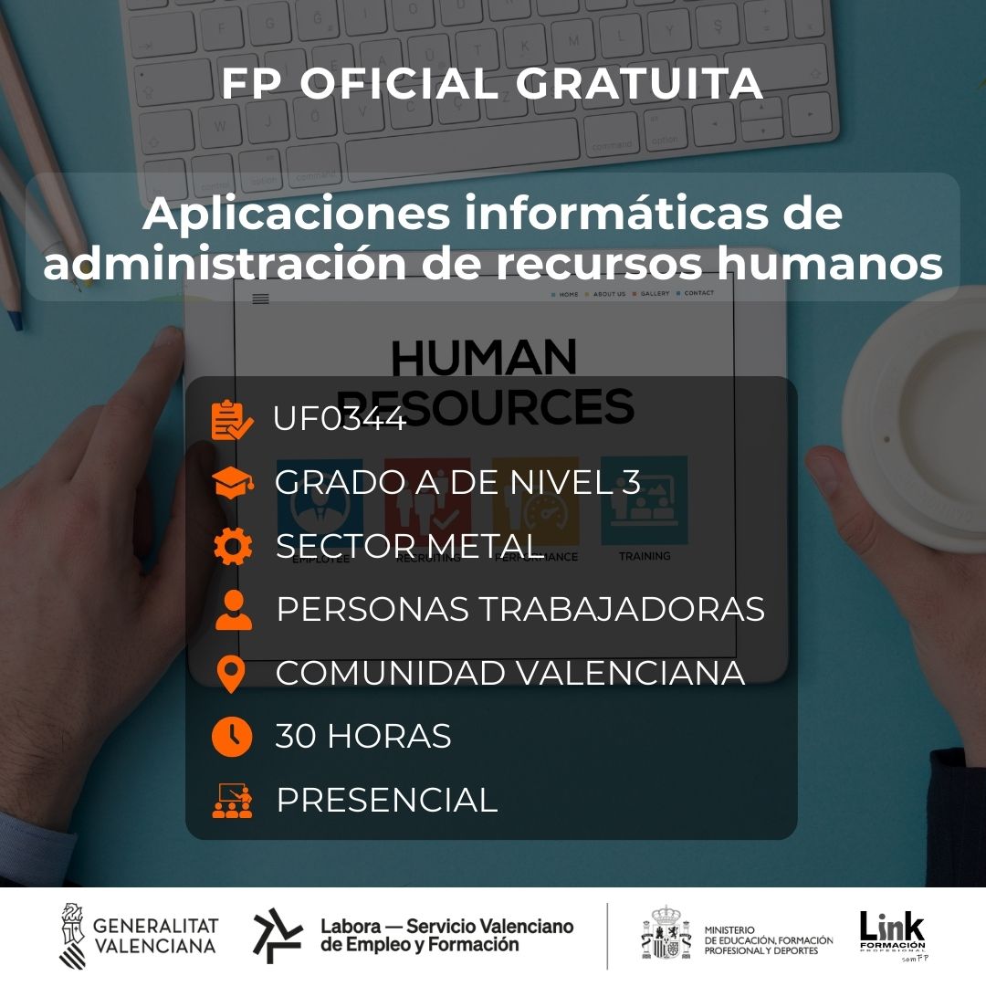 Curso de Aplicaciones informáticas de administración de recursos humanos para trabajadores - Link Formación