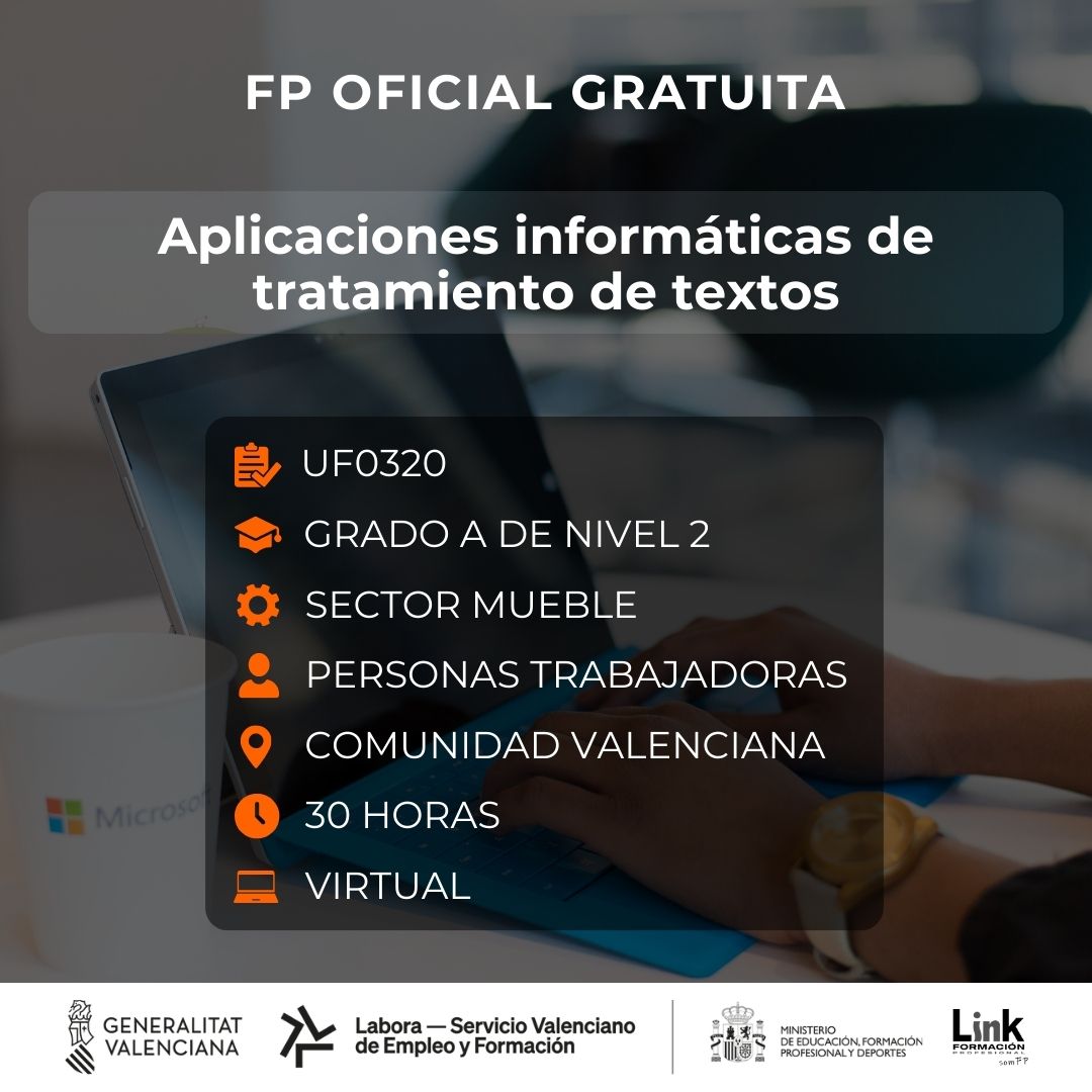 Curso de Aplicaciones informáticas de tratamiento de textos para trabajadores - Link Formación