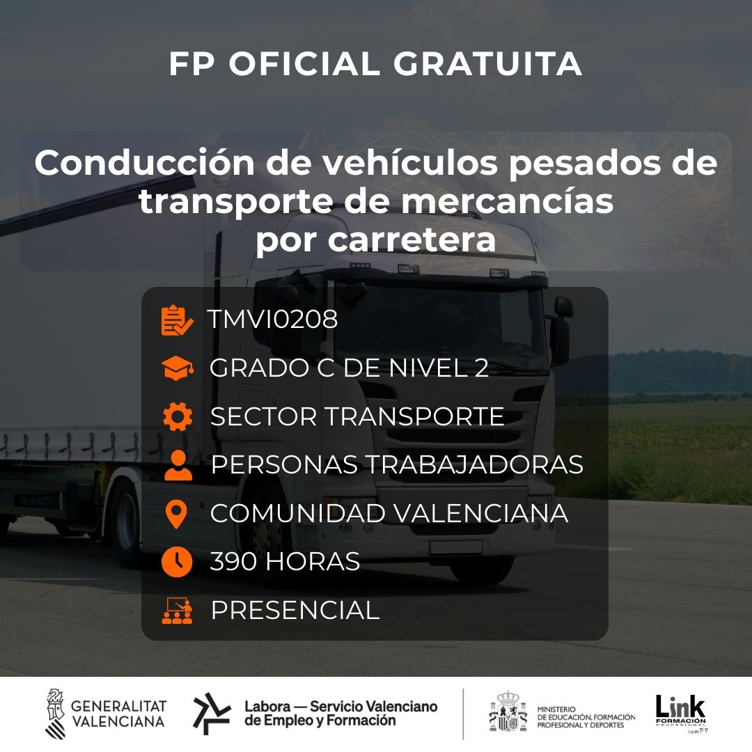 Curso de Conducción de vehículos pesados de transporte de mercancías por carretera para trabajadores - Link Formación