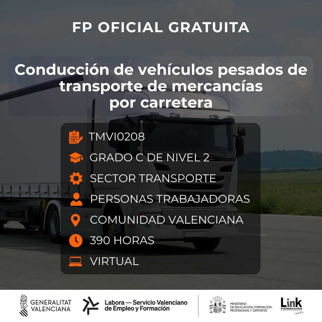 Curso de Conducción de vehículos pesados de transporte de mercancías por carretera para trabajadores - Link Formación