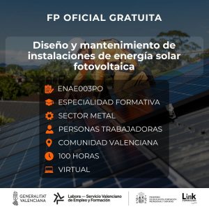 Curso de Diseño y mantenimiento de instalaciones de energía solar fotovoltaica para trabajadores - Link Formación
