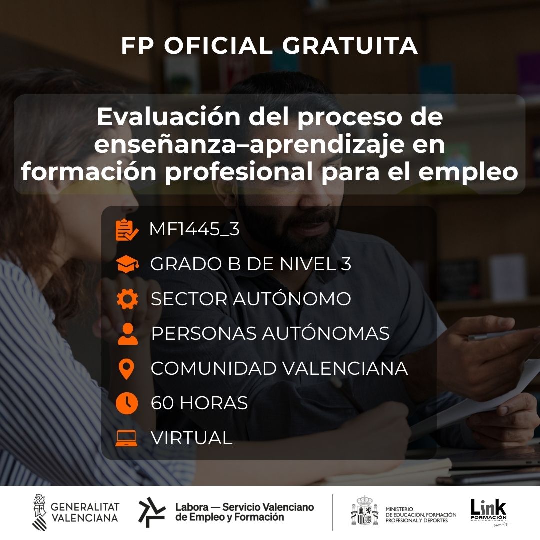 Curso de Evaluación del proceso de enseñanza–aprendizaje en formación profesional para el empleo para autónomos - Link Formación