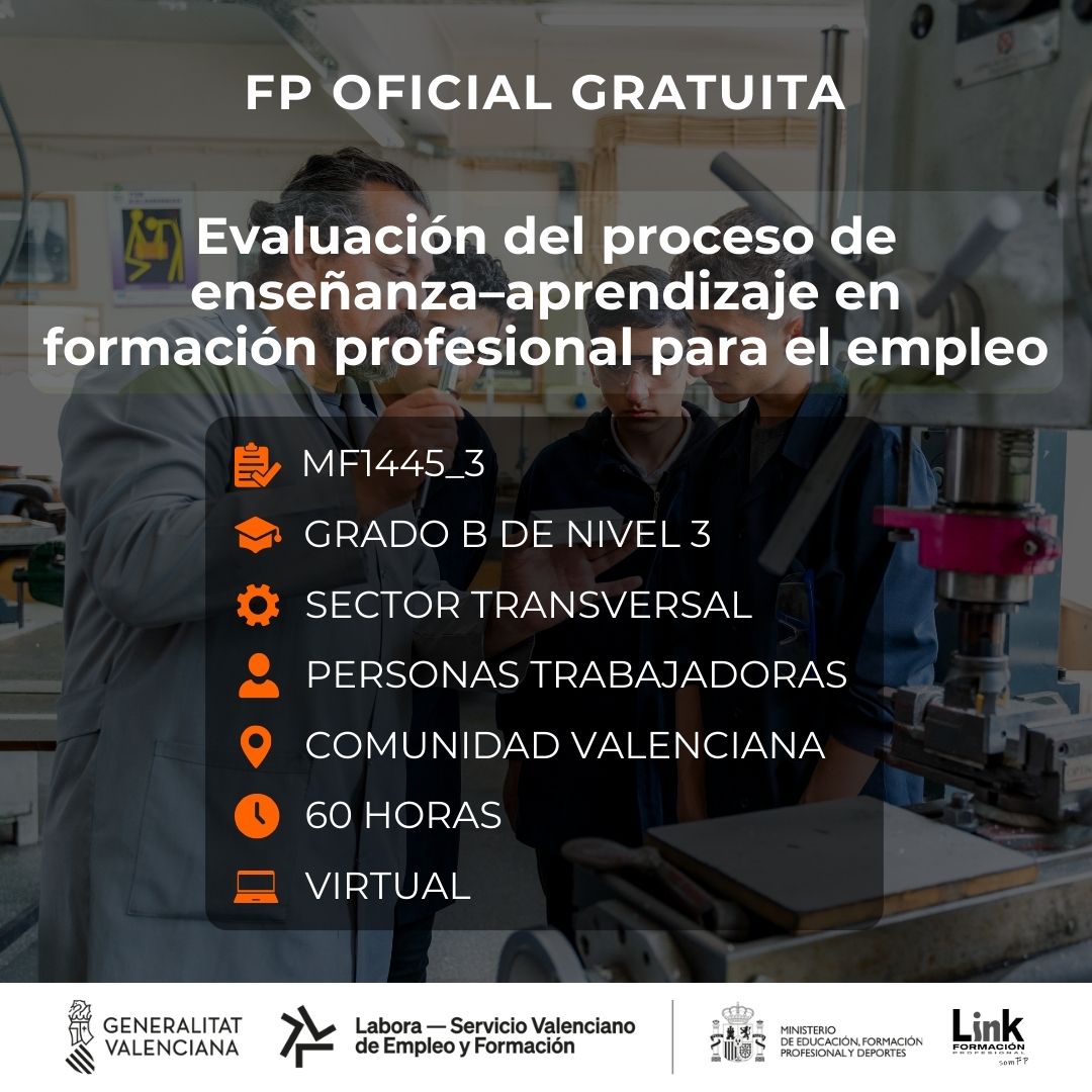 Curso de Evaluación del proceso de enseñanza–aprendizaje en formación profesional para el empleo para trabajadores - Link Formación