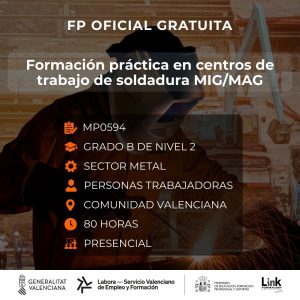 Curso de Formación práctica en centros de trabajo de soldadura MIG/MAG para trabajadores - Link Formación