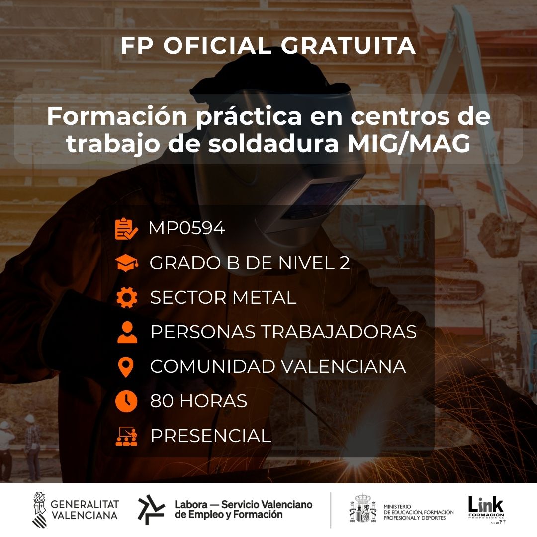 Curso de Formación práctica en centros de trabajo de soldadura MIG/MAG para trabajadores - Link Formación