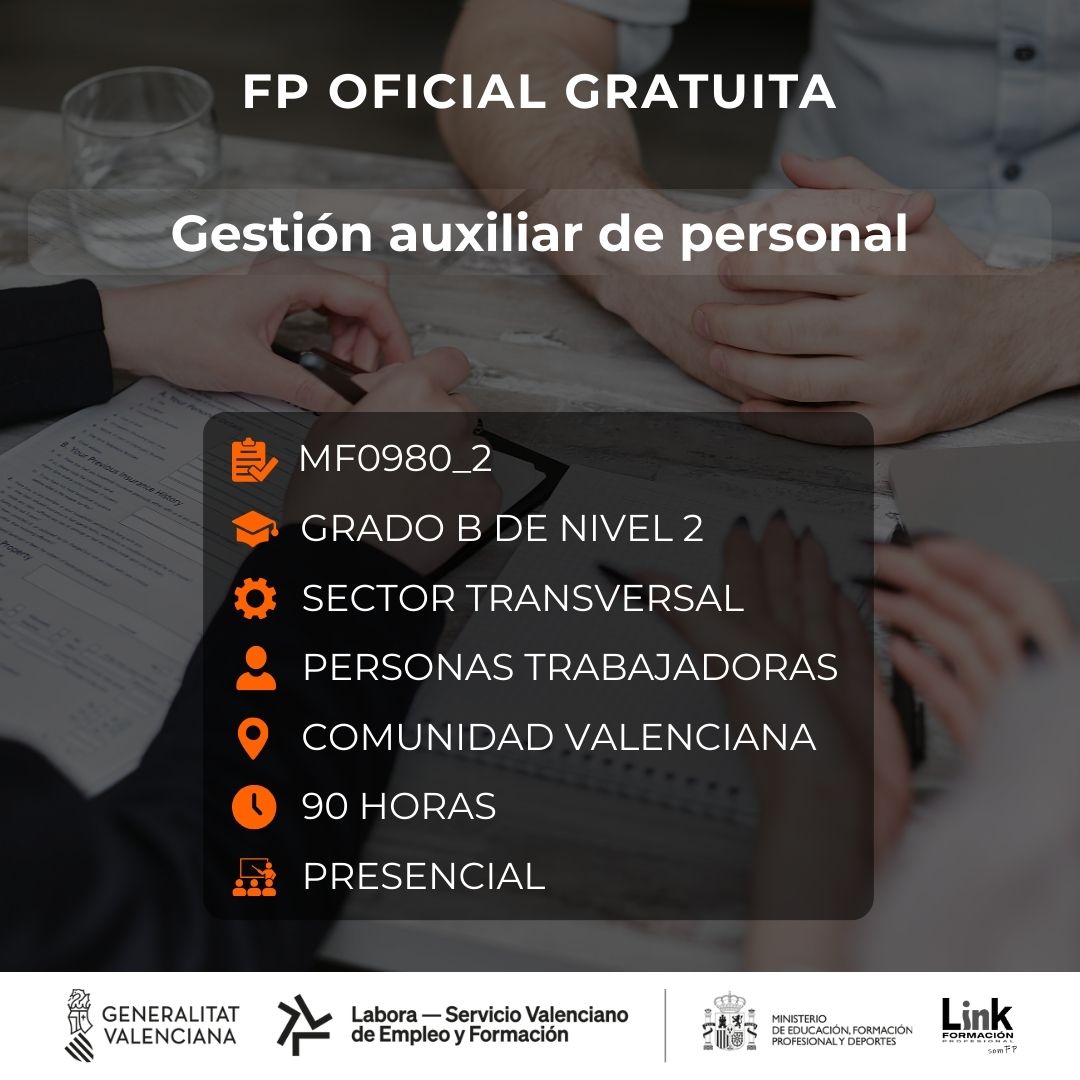 Curso de Gestión auxiliar de personal para trabajadores - Link Formación