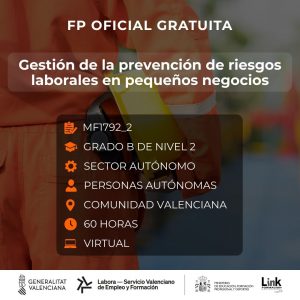 Curso de Gestión de la prevención de riesgos laborales en pequeños negocios para autónomos - Link Formación