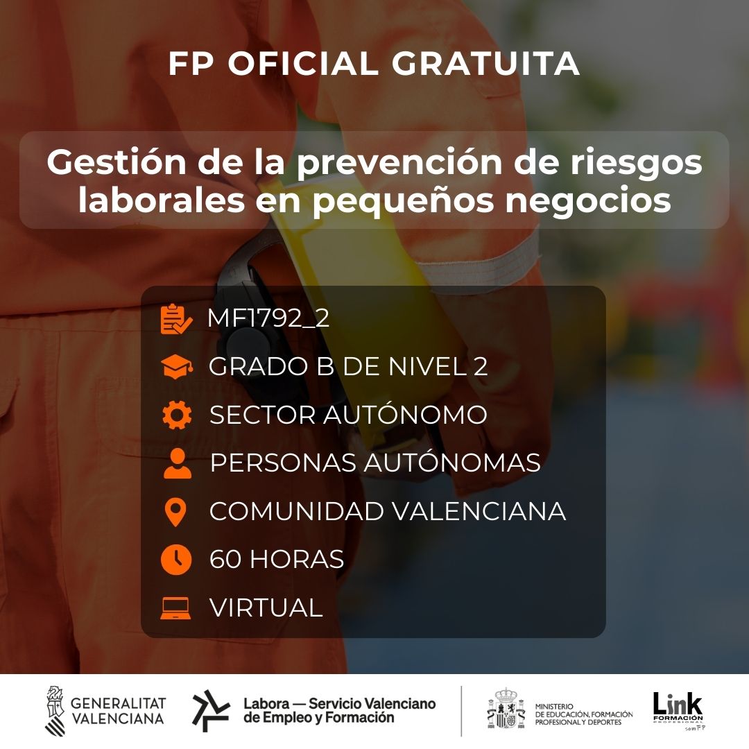 Curso de Gestión de la prevención de riesgos laborales en pequeños negocios para autónomos - Link Formación