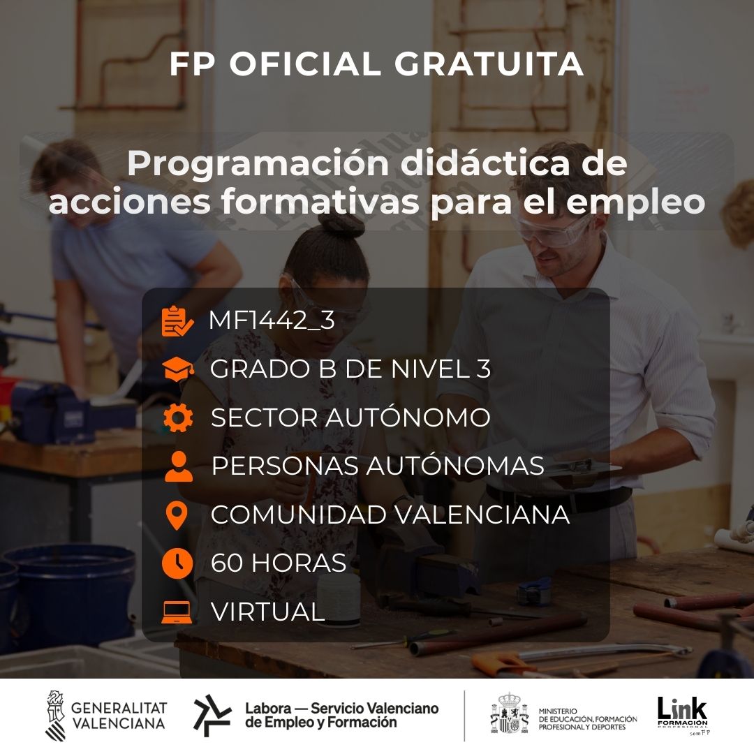Curso de Programación didáctica de acciones formativas para el empleo para autónomos - Link Formación