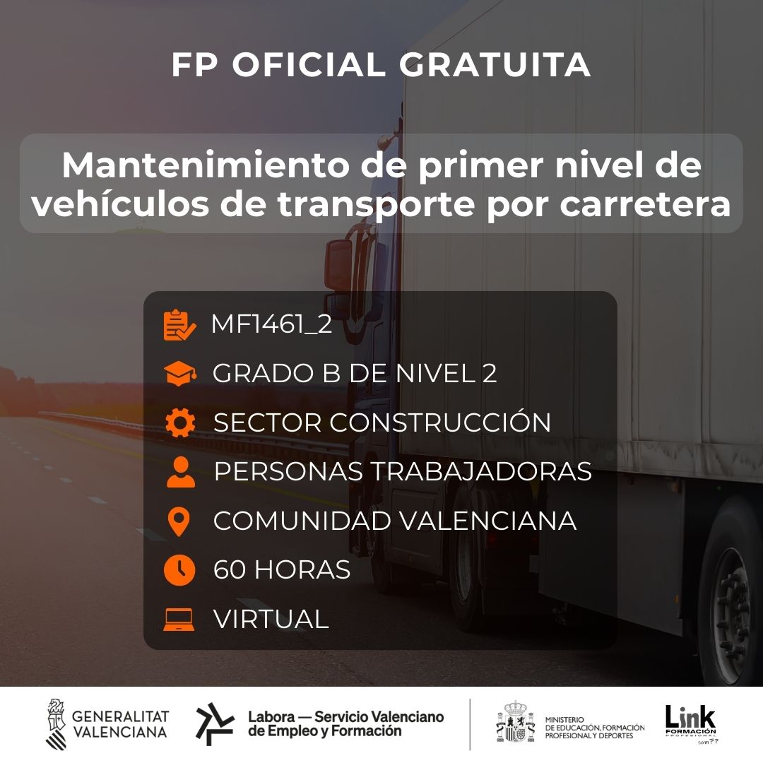 Curso de Mantenimiento de primer nivel de vehículos de transporte por carretera para trabajadores - Link Formación