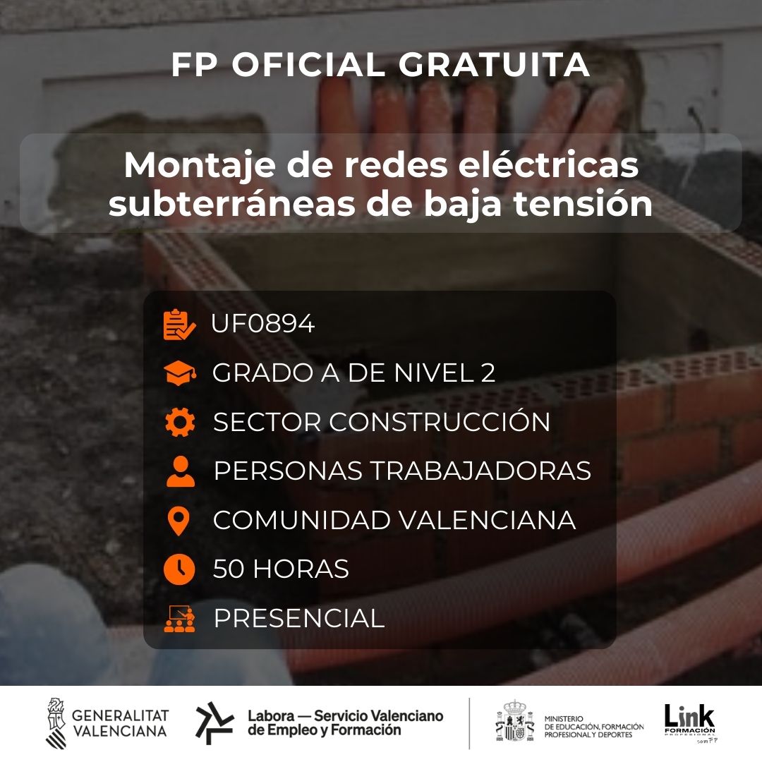 Curso de Montaje de redes eléctricas subterráneas de baja tensión para trabajadores - Link Formación