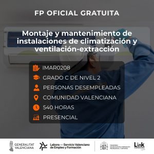 Curso de Montaje y mantenimiento de instalaciones de climatización y ventilación-extracción para desempleados - Link Formación