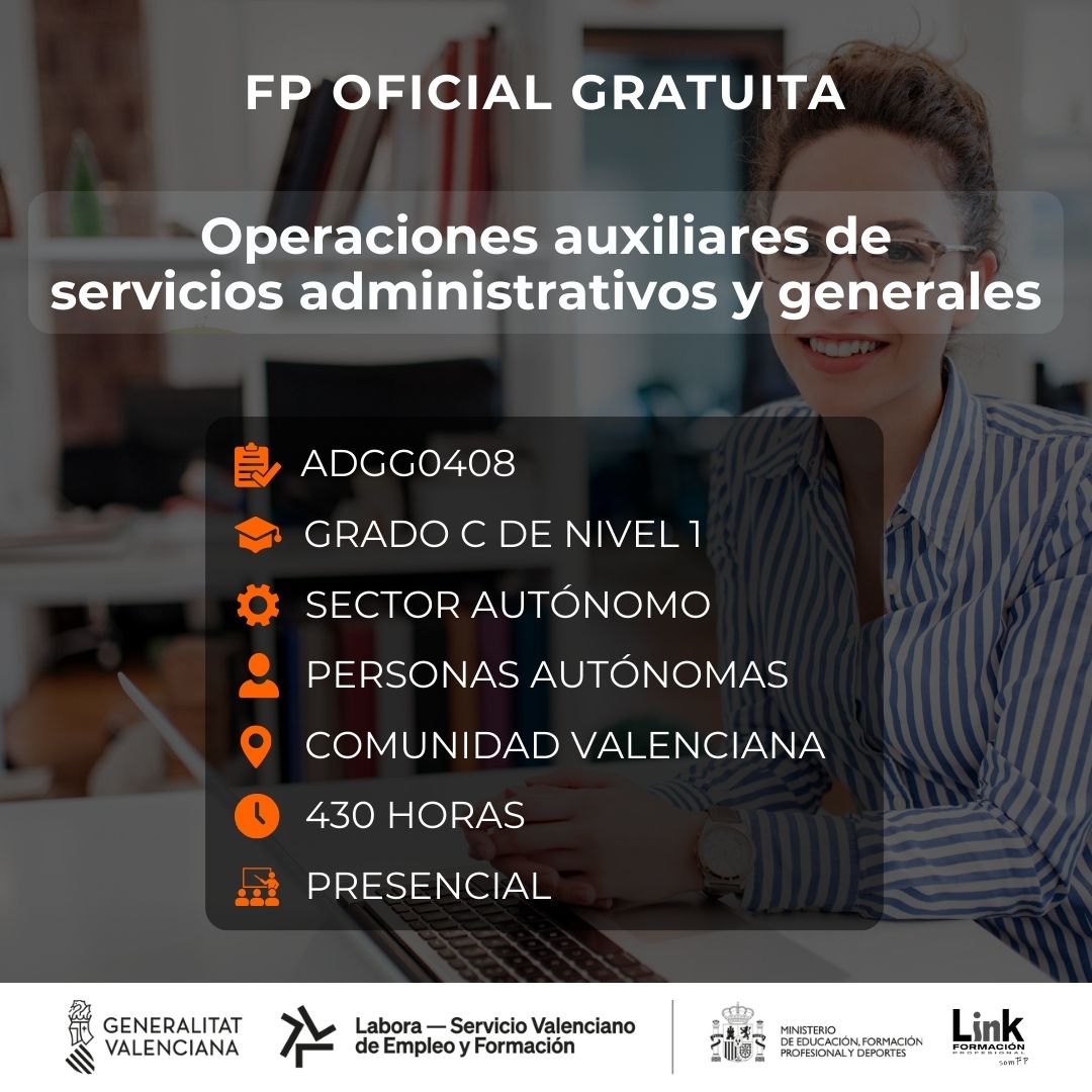 Curso de Operaciones auxiliares de servicios administrativos y generales para autónomos - Link Formación