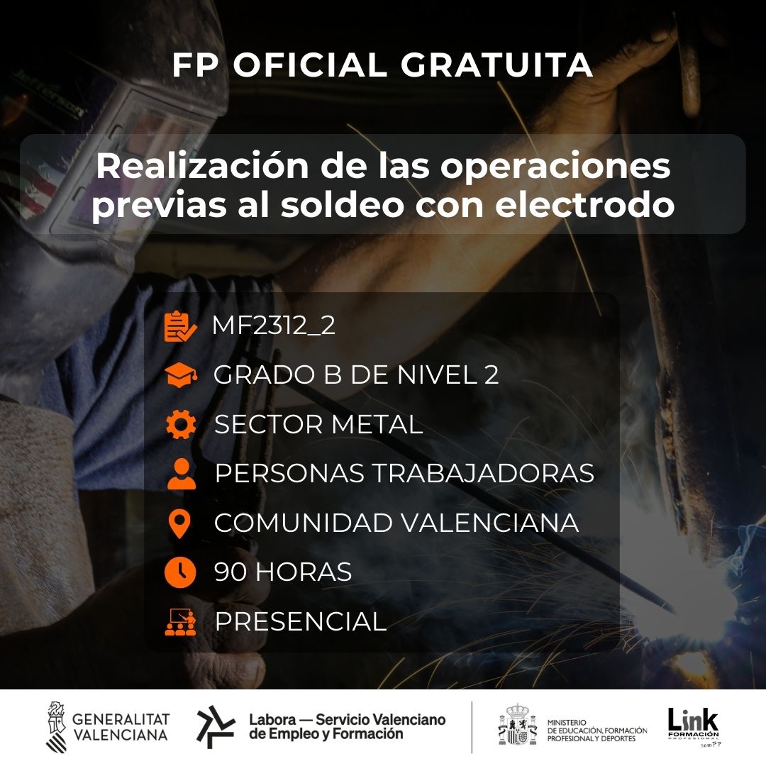 Curso de Realización de las operaciones previas al soldeo con electrodo para trabajadores - Link Formación