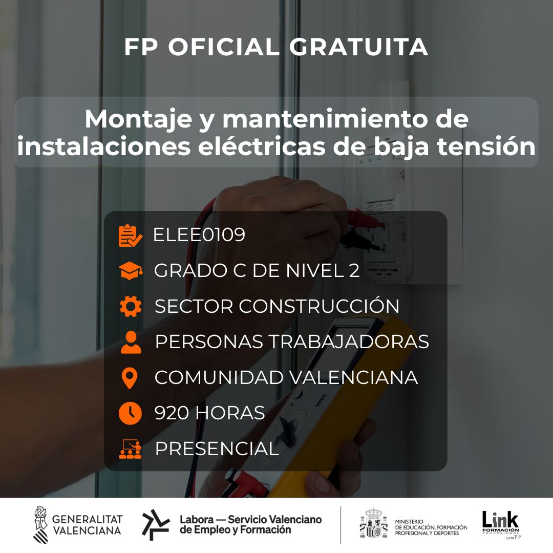 Curso de Montaje y mantenimiento de instalaciones eléctricas de baja tensión para trabajadores - Link Formación